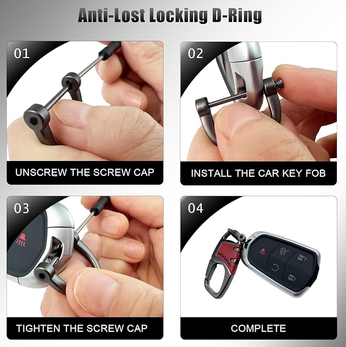 Keychain with Carabiner Clip, 4 Heavy Duty Key Rings and D Ring - Image 9