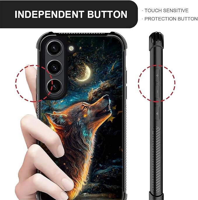 for Samsung Galaxy S23 Case, Star Cave Hungry Wolf Pattern Graphic Design Girl - Image 6