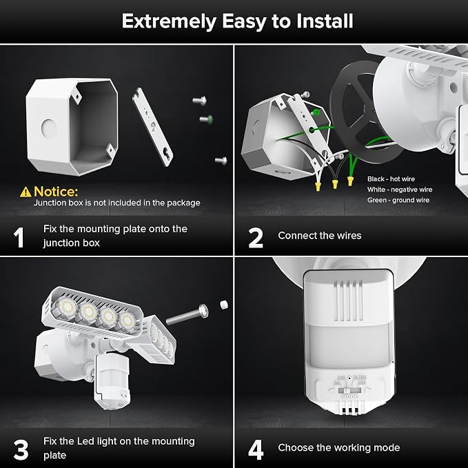 SANSI 7000LM Brightness Motion Sensor Outdoor Light, Dusk to Dawn LED Flood - Image 7