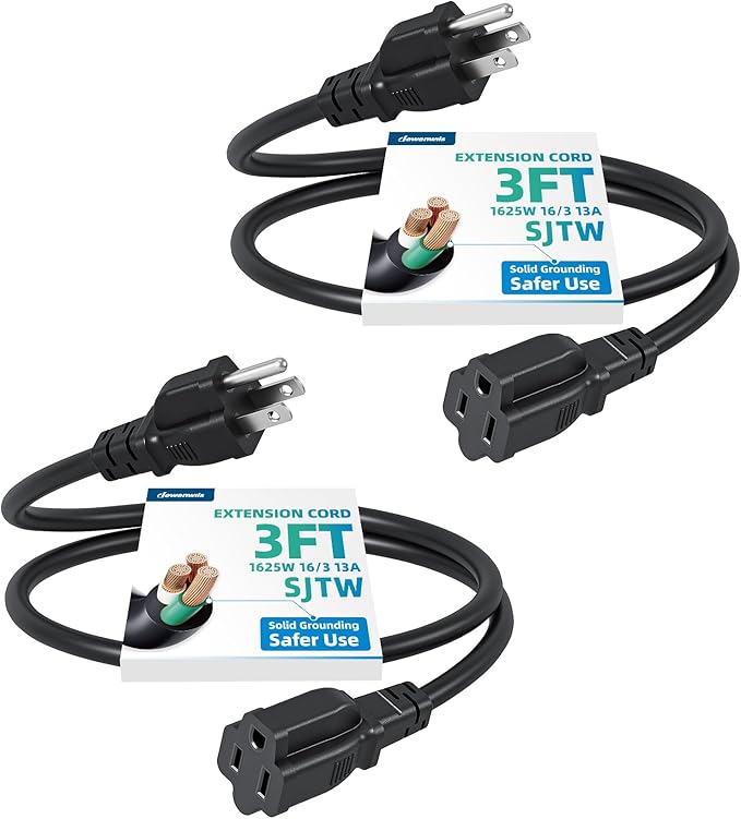 DEWENWILS 3Ft Outdoor Extension Cord, Short Extension Cord 16 AWG SJTW by DEWENWILS