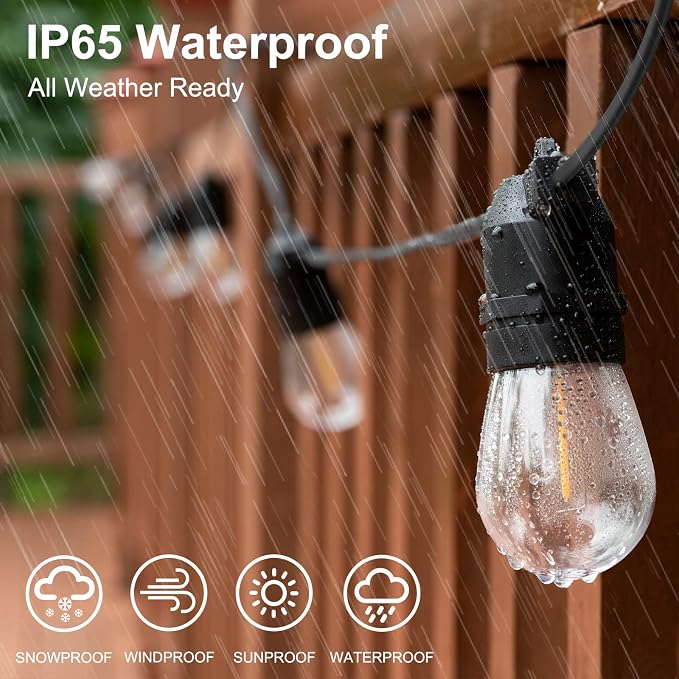 108FT LED Outdoor String Light Waterproof Terrace Light, S14 Shatterproof - Image 3