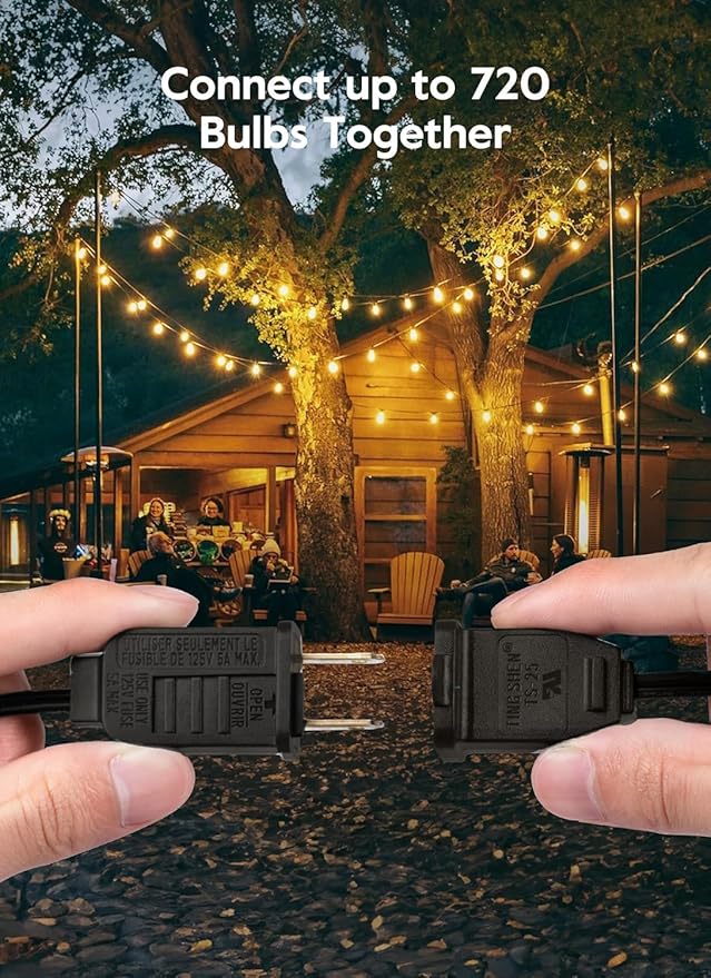 Brightown Outdoor String Lights, 55FT 25 G40 Bulbs Shatterproof IP65 Patio - Image 4