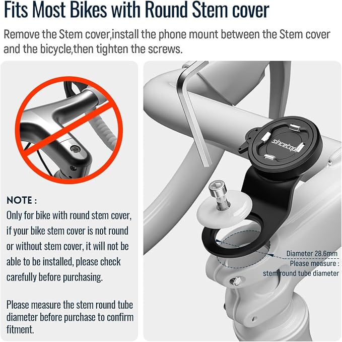 sincetop Bike Phone Mount, Mountain Bicycle Stem Cell Phone Holder, Universal - Image 4