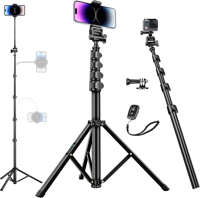 Nineigh 80" Phone Tripod, Selfie Stick Cellphone Tripod, Aluminum Tripods Stand by Nineigh