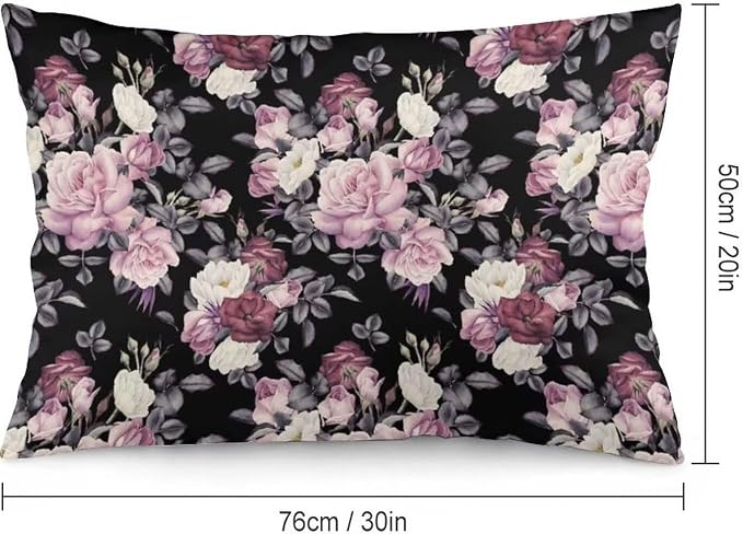 Vintage Floral Throw Pillow Covers Set of 2 Queen Size Pink Rose Peony Flower - Image 2