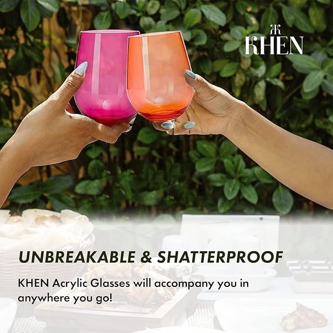 European Style Plastic Crystal Unbreakable Stemless Wine Glasses | Set of 6 | - Image 3