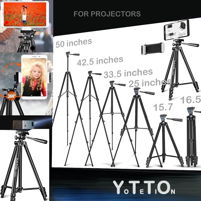 50" Aluminum Phone & Camera Tripod, Extendable Cell Phone Tripod Stand - Image 4