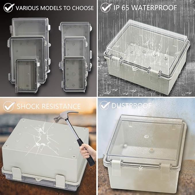 Zulkit Junction Box ABS Plastic Waterproof IP65 Electrical Boxes Hinged Shell - Image 6
