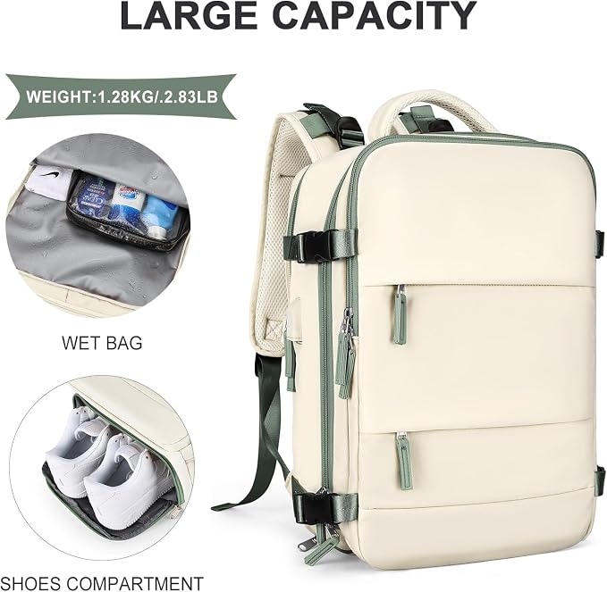 coowoz Large Travel Backpack for Women Men, Carry On Backpack Flight Approved - Image 4