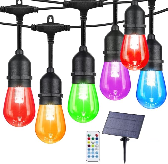 Auroraworld 96FT Solar RGB Outdoor String Lights, Dimmable Waterproof LED Patio by Auroraworld