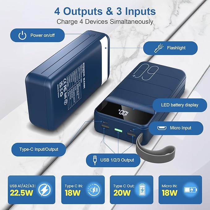 Portable Charger Power Bank 60000mAh Fast Charging 22.5W PD4.0 & QC 4.0 - Image 5