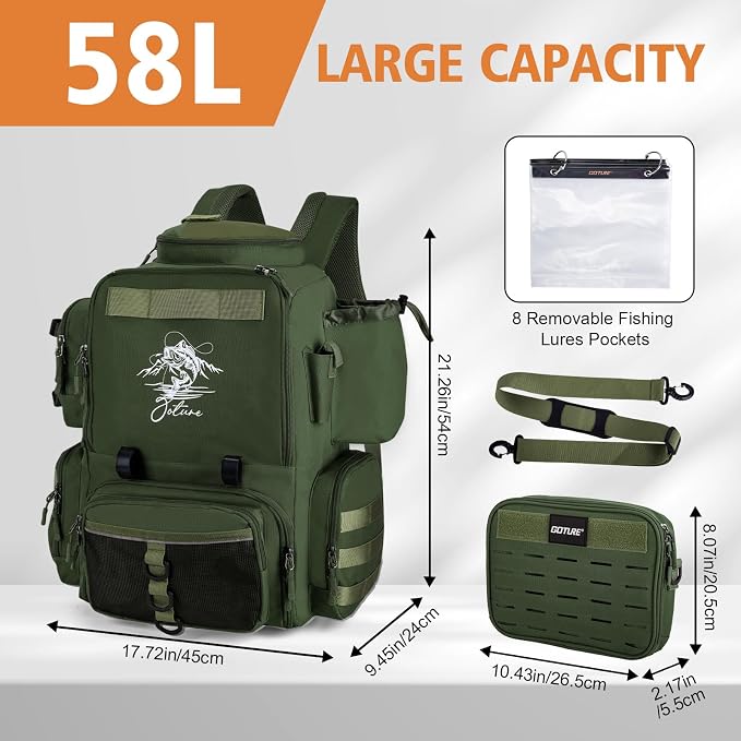 Goture Fishing Backpack, 900D Water-Resistant Tackle Backpack - Image 5