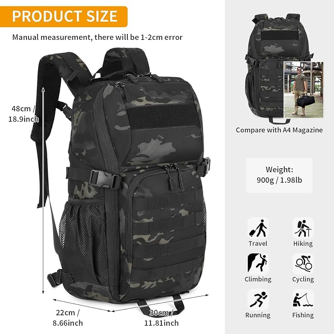 HUNTVP Tactical Backpack Military MOLLE Backpack Hunting Rucksack Gear Assault - Image 4