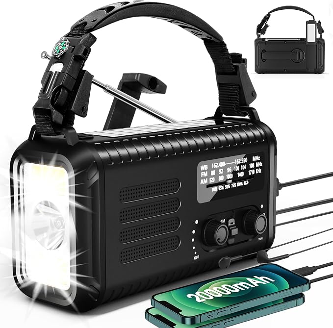 Emergency Hand Crank Weather Radio, Portable Solar Survival Radio by Leaton