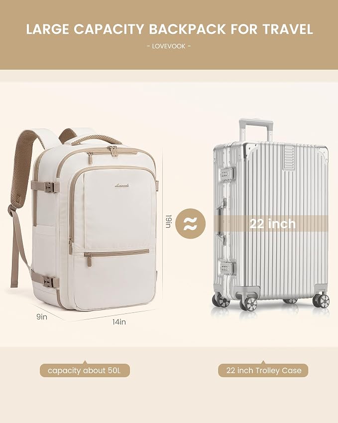 LOVEVOOK Travel Backpack for Women & Men, 50L Large Carry On Backpack Airline - Image 3