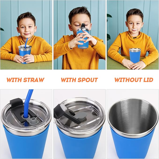 Kids Cups with Lids and Straws, 12oz Kids Tumblers with Straws and Lids Spill - Image 6