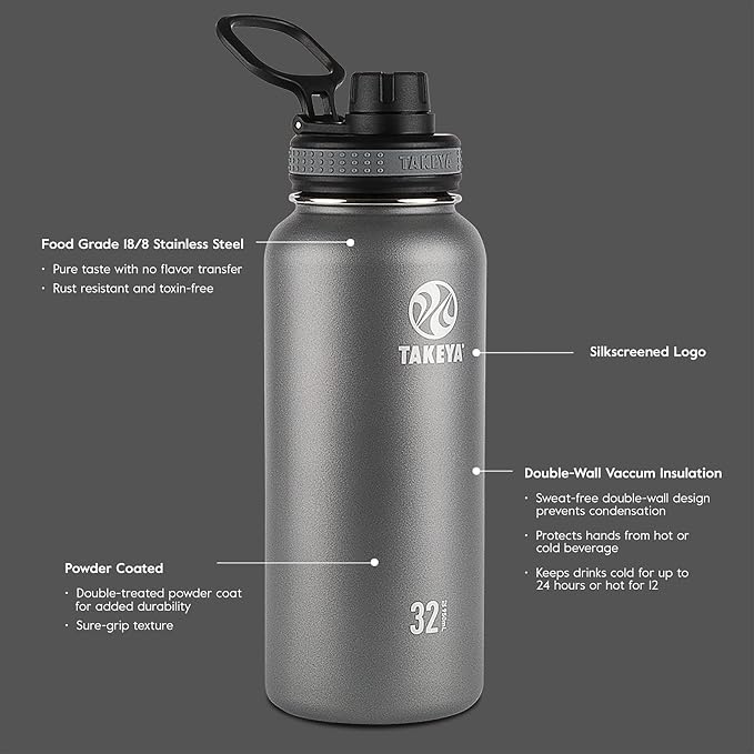 Takeya Originals 32 oz Vacuum Insulated Stainless Steel Water Bottle - Image 3