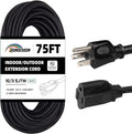 75FT Outdoor Extension Cord-16/3 SJTW Durable Black Extension Cable by HONDERSON
