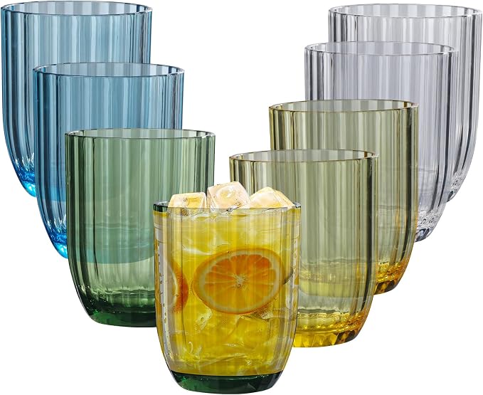 Acrylic Clear Highball Plastic Cups | Plastic Reusable Tumblers 15oz | by AKMQYM