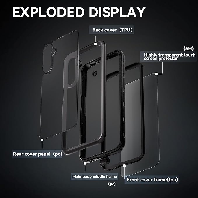 Hllhunkhe for Samsung Galaxy A16 5G Case Waterproof, Rugged Full Body - Image 3