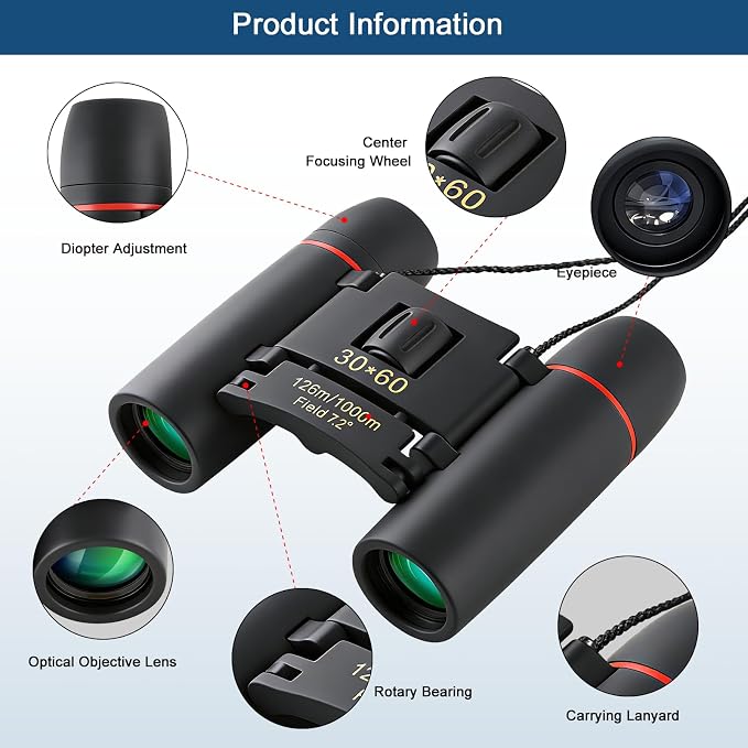 30x60 Mini Compact Binoculars for Adults Kids, HD Portable Waterproof Pocket - Image 3