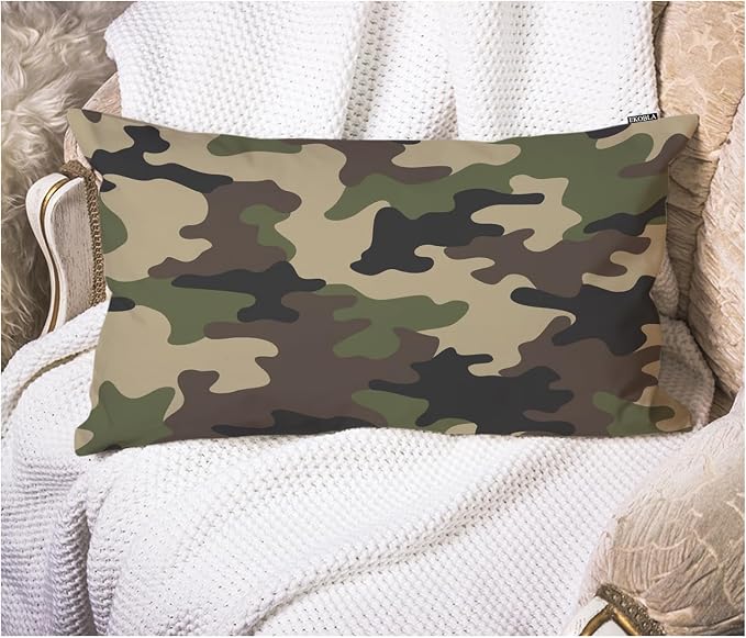 EKOBLA Decorative Pillow Cushion Covers Camouflage Pattern Military Combat by EKOBLA