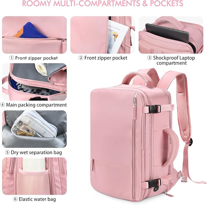 Beraliy Large Travel Backpack for Women, Personal Item Bag Airline Approved - Image 8