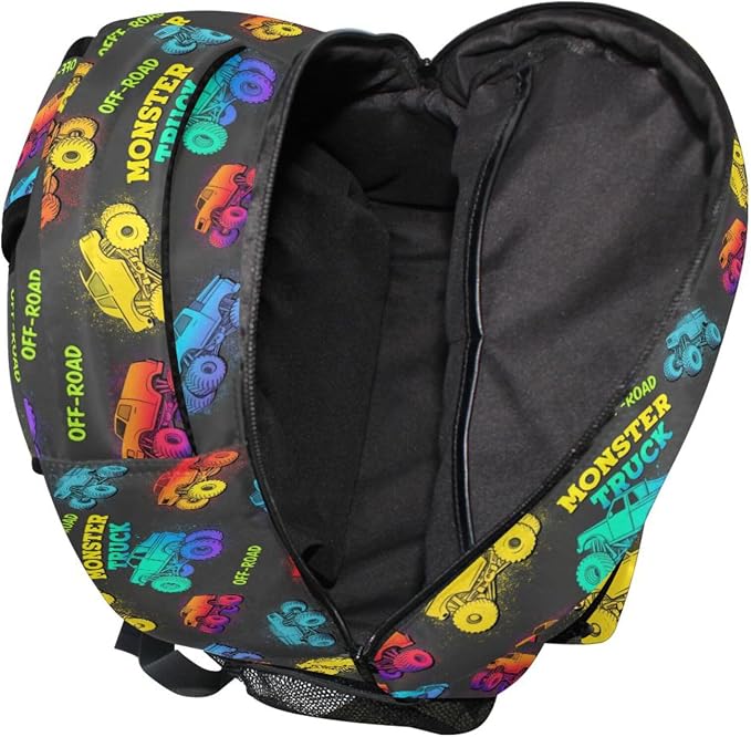 Wamika Monster Truck Kids Backpack Blue Racing Cars School Backpacks Boys Girls - Image 7