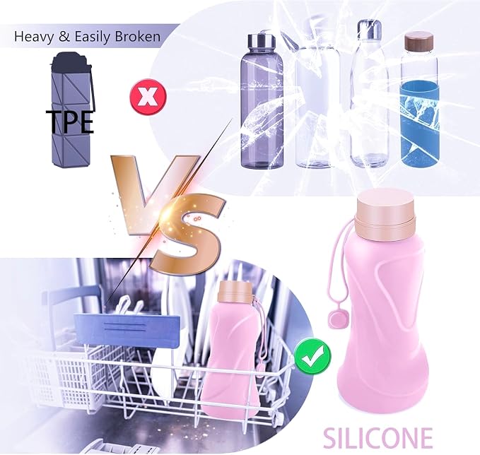 Collapsible Water Bottles, Leak Proof, Reuseable BPA Free Silicone Foldable - Image 5