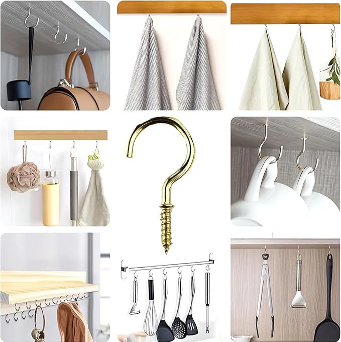 Set of 40 Nickel Plated Metallic Silver Cup Hooks - Image 5