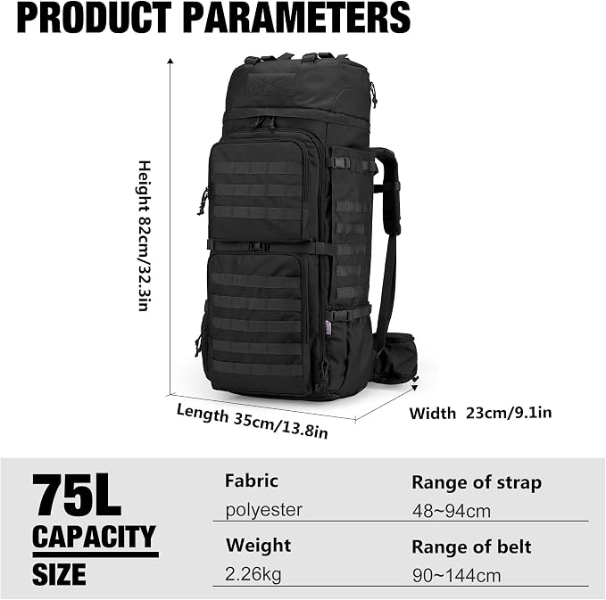 Mardingtop 75L Molle Hiking Internal Frame Backpacks - Image 2