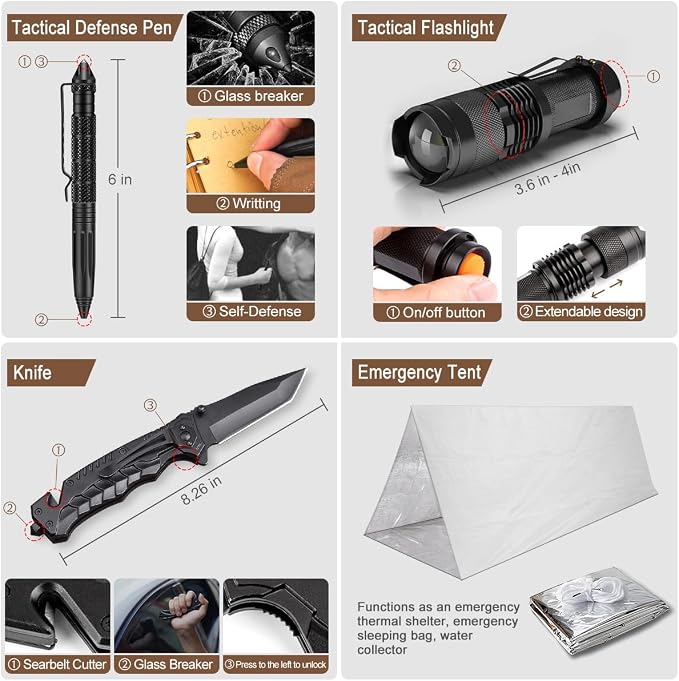 238Pcs Emergency Survival Kit and First Aid Kit, Professional Survival Gear Tool - Image 4