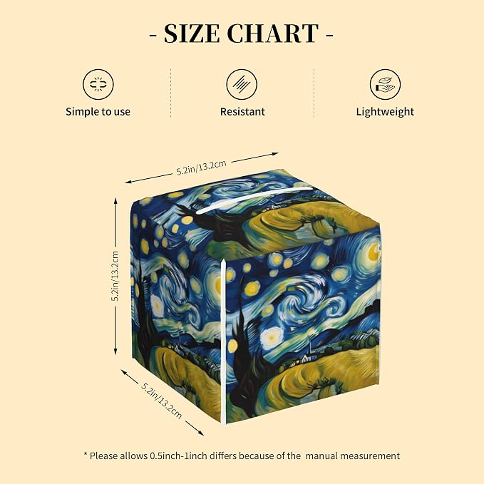 Tissue Box Cover Square, Starry Night Sky Tissue Box Holder Waterproof Leather - Image 2