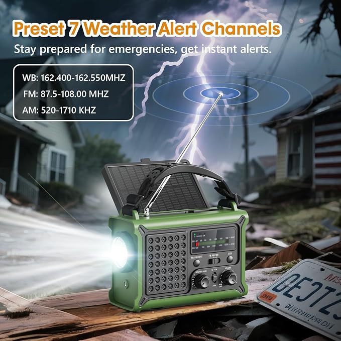Raynic NOAA Weather Radio 12000mAh, Emergency Weather Radio - Image 2