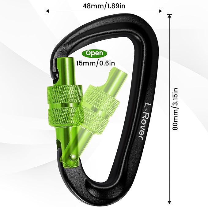 3 Heavy Duty Carabiner Clips 12kN-Lightweight Locking Carabiners - Image 3