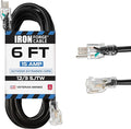 Iron Forge Cable 12 Gauge Outdoor Extension Cord 6 Ft, SJTW 12/3 Heavy Duty by IronForgeCable