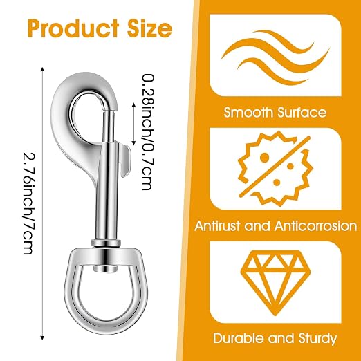 36 Pcs Swivel Snap Hooks, 2.76 Inch Heavy Duty Flag Clasp Single Ended Clip - Image 2