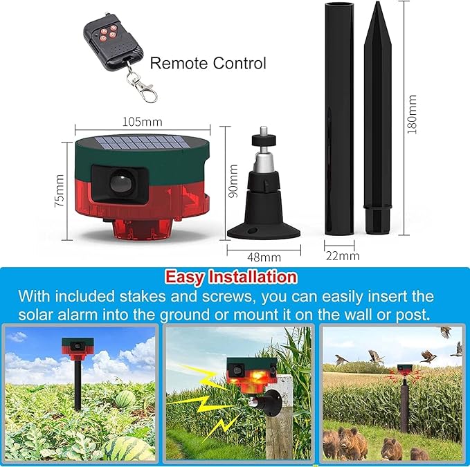 2Pack Solar Sensor Security Alarm Lights Outdoor, WONFAST 360° Motion Detector - Image 9