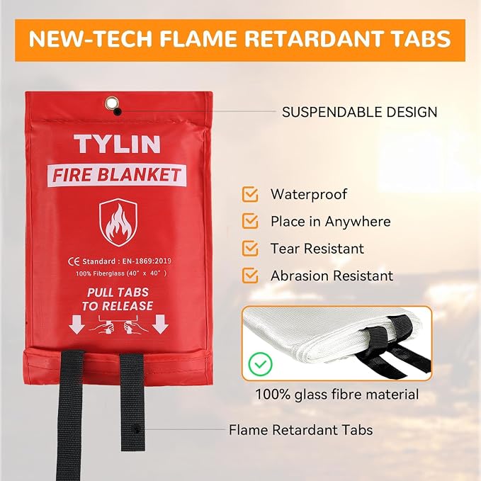 TYLIN Emergency Fire Blanket for Home & Kitchen 40” x 40” - Image 3