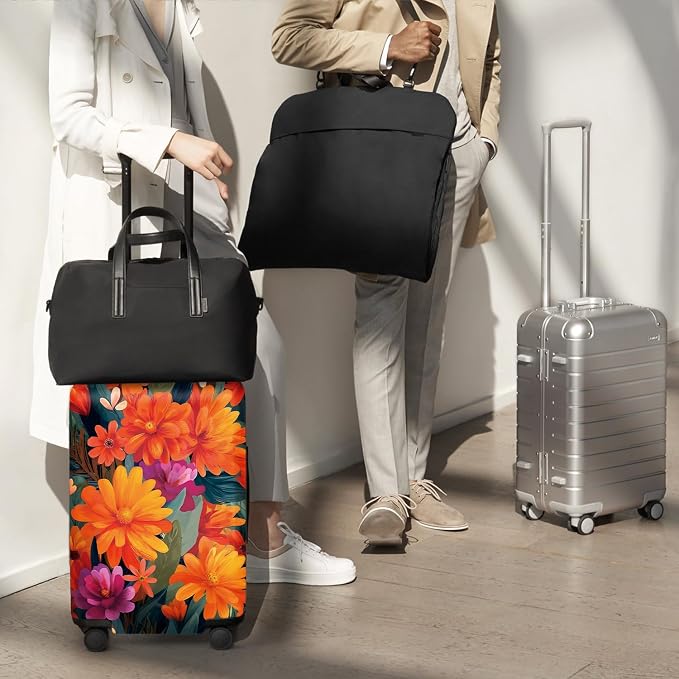 ANNA QUEEN Boho Floral Luggage Cover, Spring Orange Flower Pattern Suitcase - Image 8