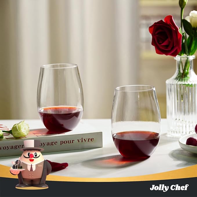JOLLY CHEF 24 Pack 16oz Plastic Wine Glasses Stemless, Disposable Wine Cups - Image 4