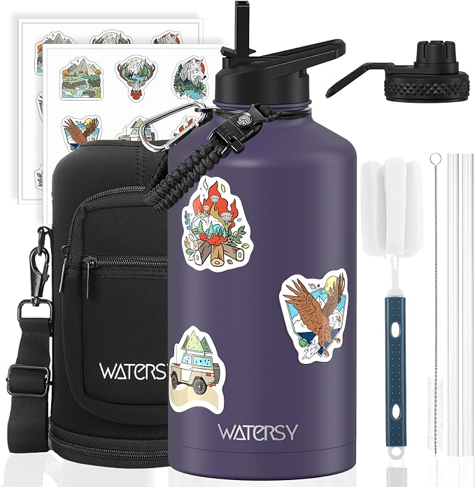 87oz Insulated Water Bottle, BPA Free&Leak Proof, 1.5 Gallon Stainless Steel by Watersy