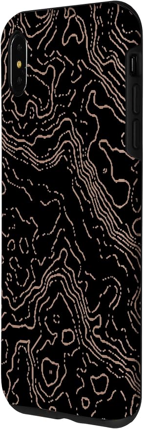 Topography Black & Brown Abstract Pattern Topographic Map Case - Image 2