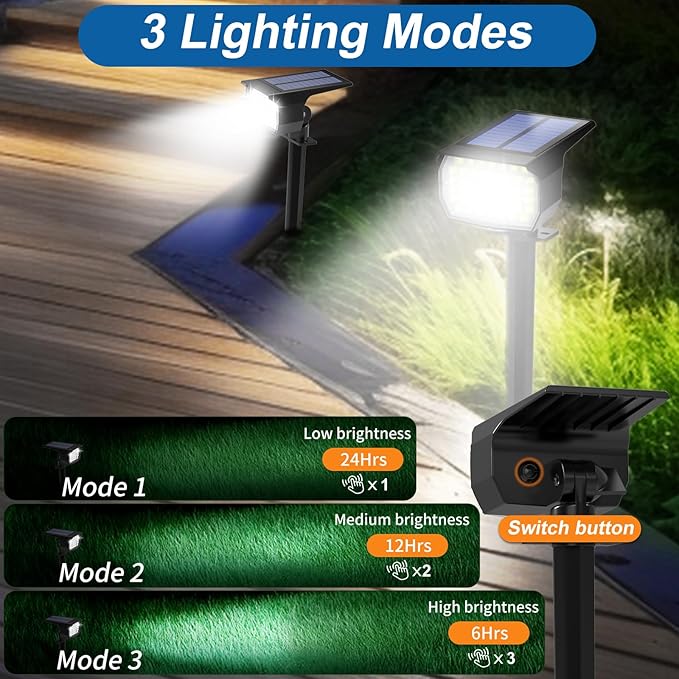 WENATY Solar Spot Lights Outdoor Waterproof IP65, 12 Pack Landscape Spotlights - Image 3