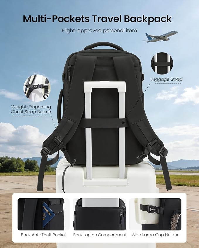 LOVEVOOK 40L Carry on Backpack, Large 17 Inch Travel Backpack - Image 6