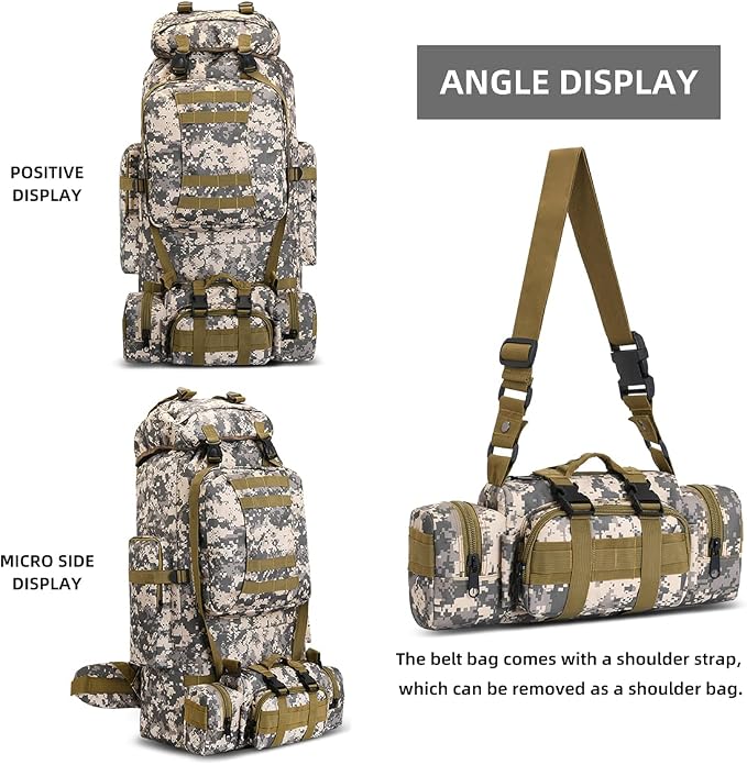 100L Camping Hiking Backpack, Molle military Tactical rucksack backpack - Image 2