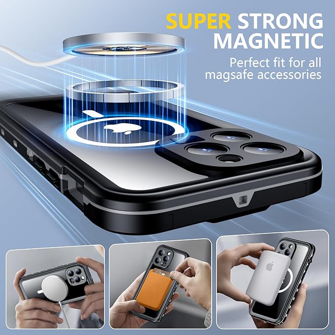 Red2Fire for iPhone 15 Pro Max Case Waterproof, Phone Case 6.7" Black/Clear - Image 4