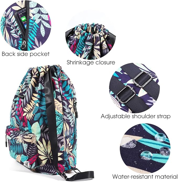 Waterproof Drawstring Bag, Gym Bag Sackpack Sports Beach Backpack - Image 3