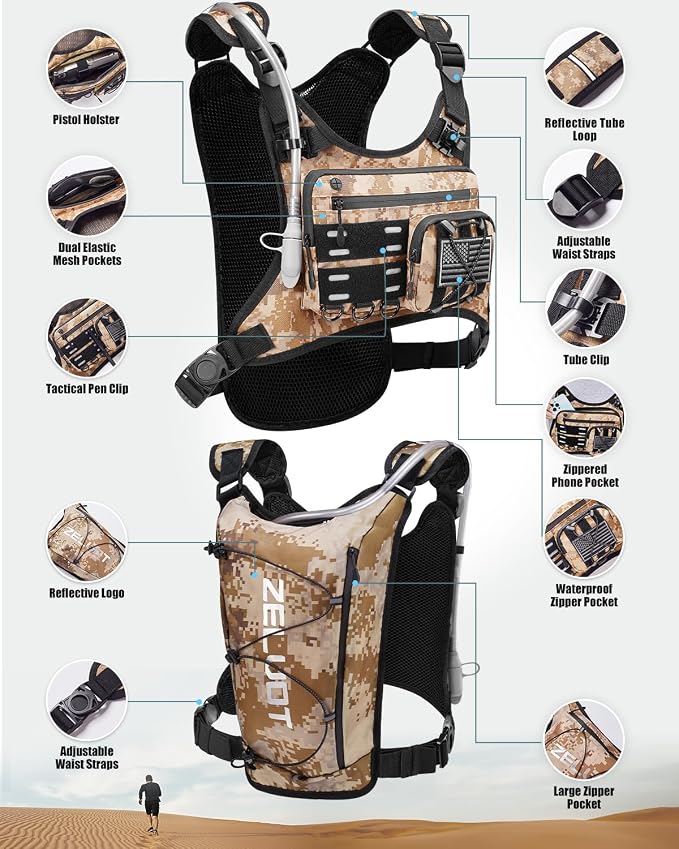 Zelvot Running Vest with 2L Water Bladder, Hydration Backpack, U.S. Original - Image 5