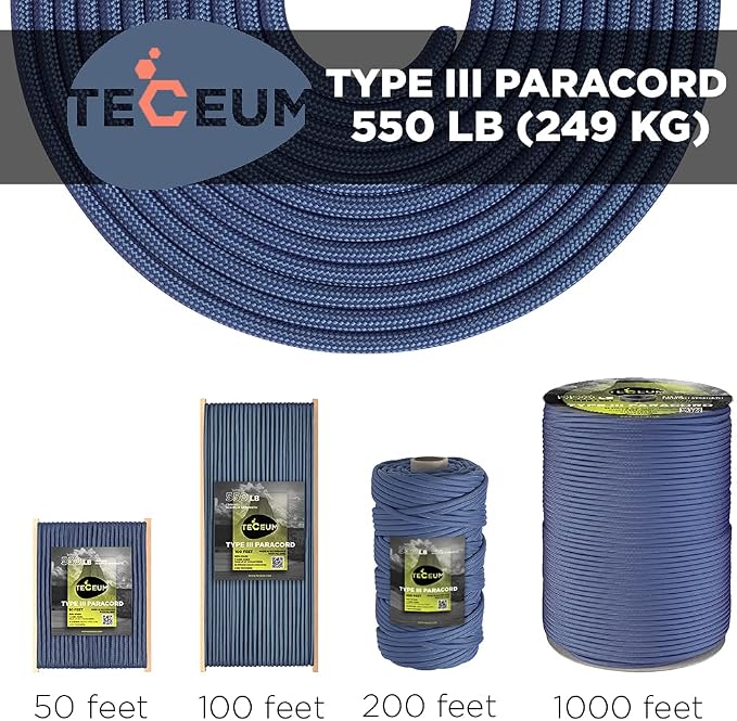 TECEUM 5/32" Paracord Rope 1000 – 1000ft / 200ft / 100ft / 50ft – Tactical - Image 9